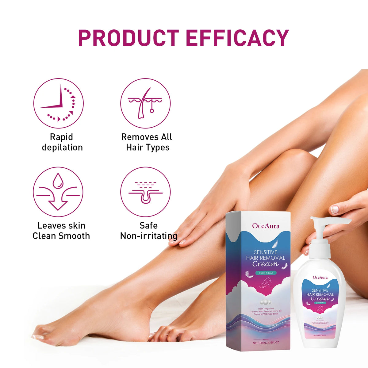 Painless Hair Removal Cream for Smooth Skin and Body Grooming