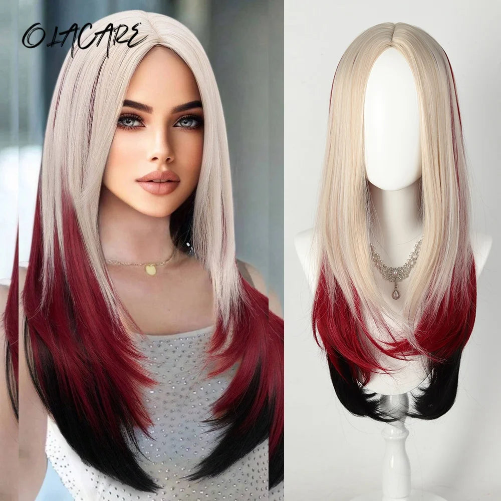 24 Inch Long Pink Cosplay Wig with Bangs