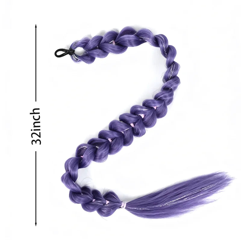 32" Synthetic Purple Braided Ponytail Extension for Costume Parties - 4