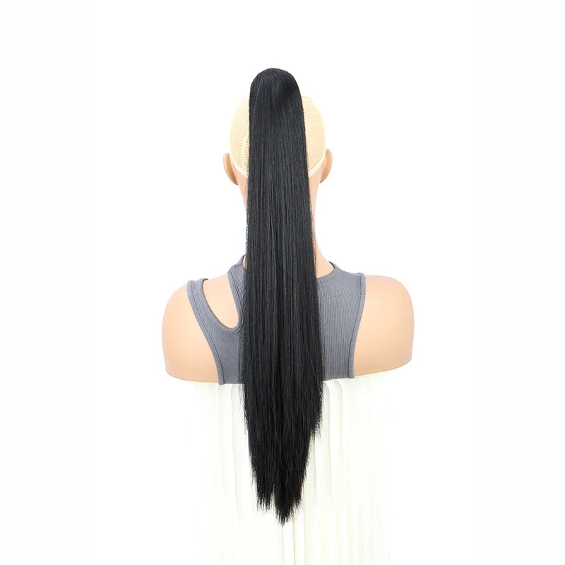 24-Inch Long Straight Claw Clip-On Ponytail Hair Extension - 19