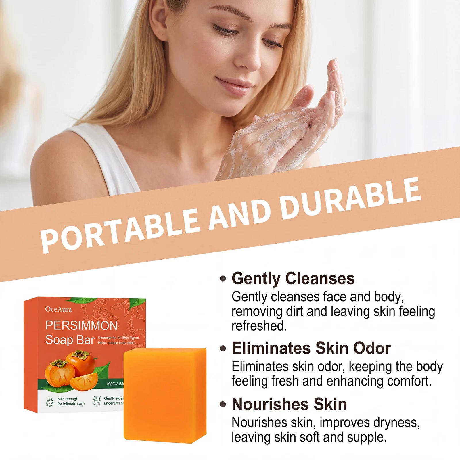 Persimmon Soap Bar for Natural Odor Control and Gentle Skin Exfoliation - 11