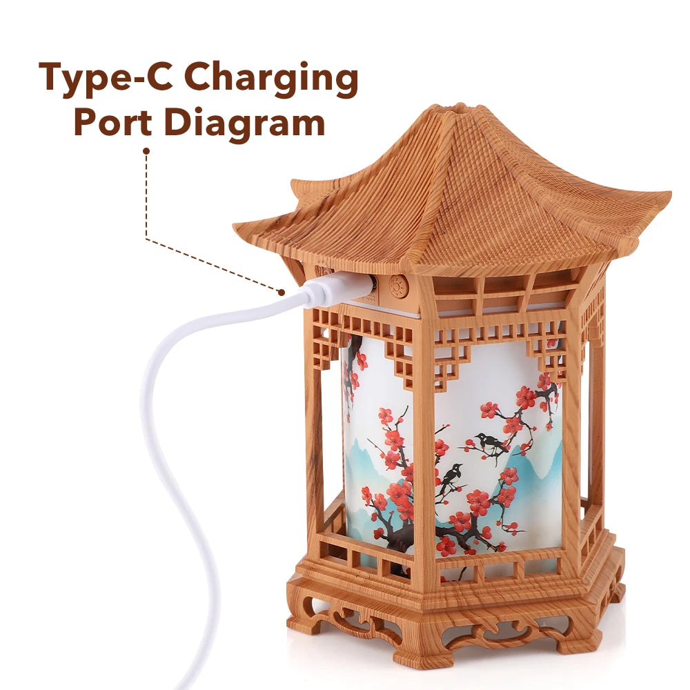 Oriental Pavilion Desktop Humidifier and Soothing Night Light Decor - 13