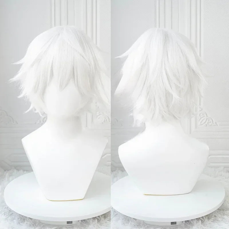 Short White Cosplay Wig for Anime Character Role Play