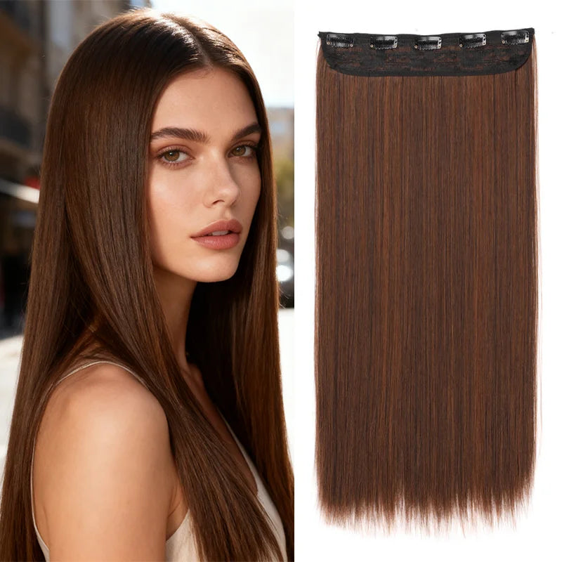 Long Straight Clip-in Hair Extensions for Instant Length and Volume - 9