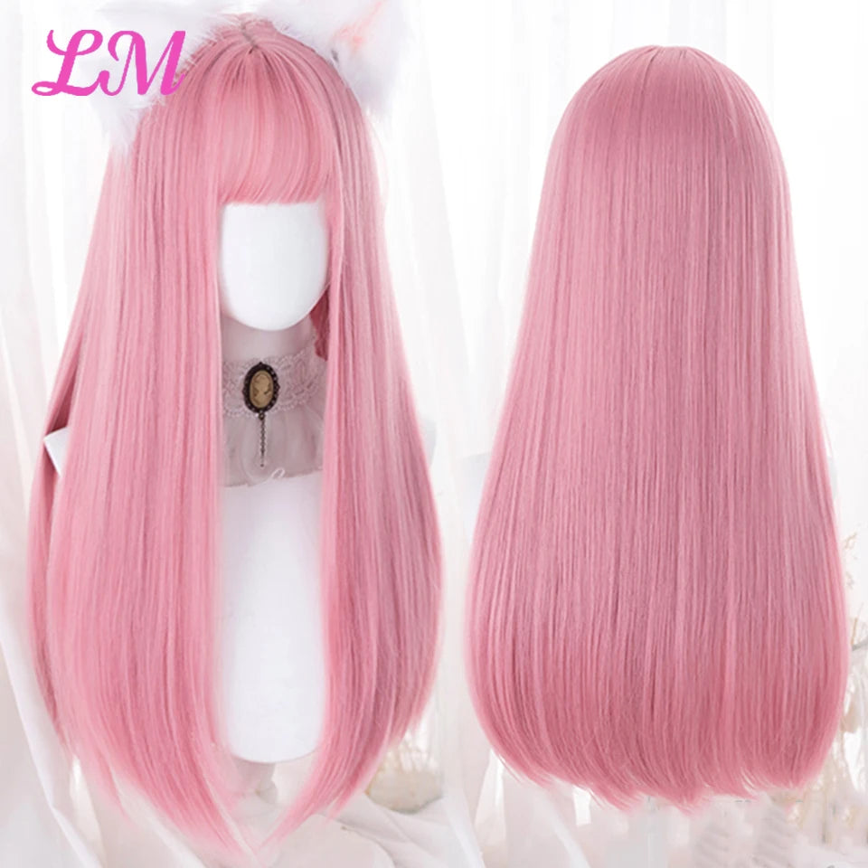 24-Inch Long Pink Cosplay Wig for Costumes - 3