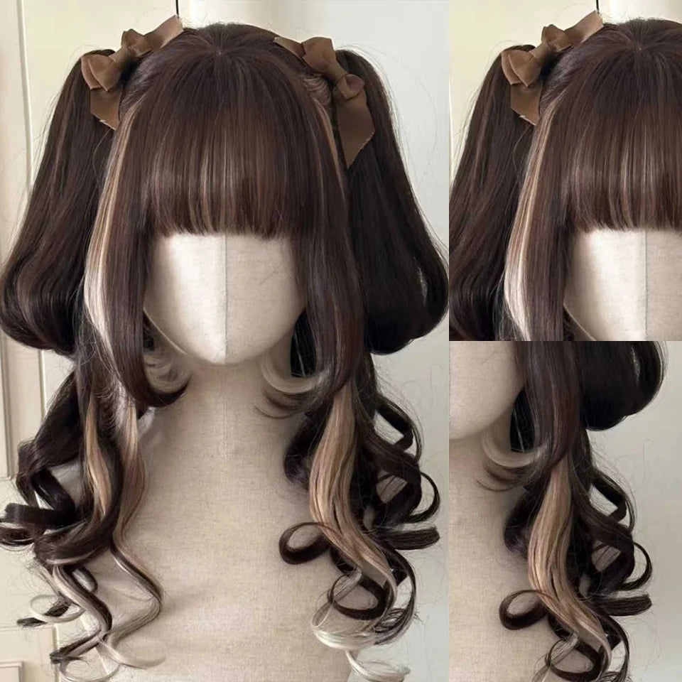 Long Wavy Peach Pink Synthetic Hair Wig for Cosplay and Daily Wear - 32