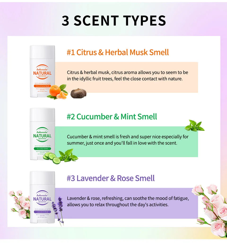 Natural Long-Lasting Solid Deodorant Stick for Fresh Underarm Care
