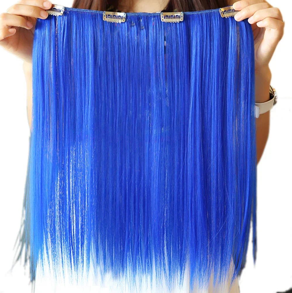 Synthetic Clip-In Straight Hair Extensions for Cosplay and Styling - 7