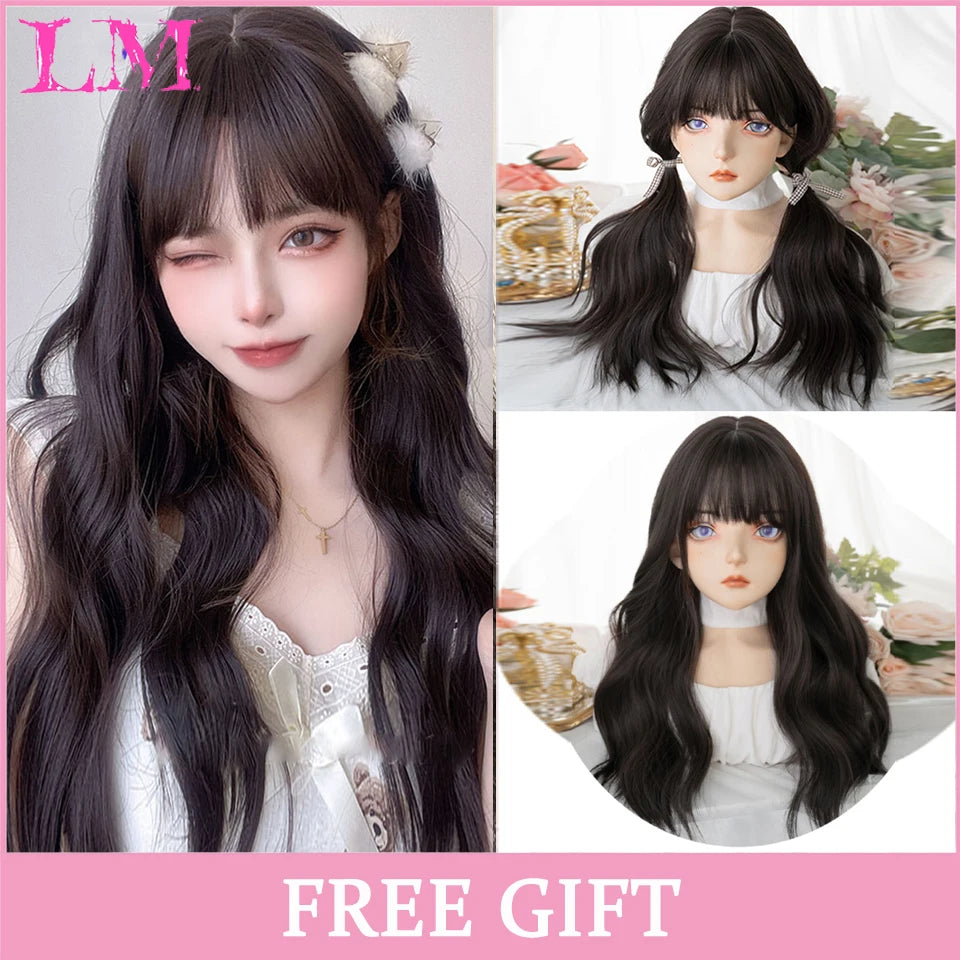 24-Inch Long Pink Cosplay Wig for Costumes