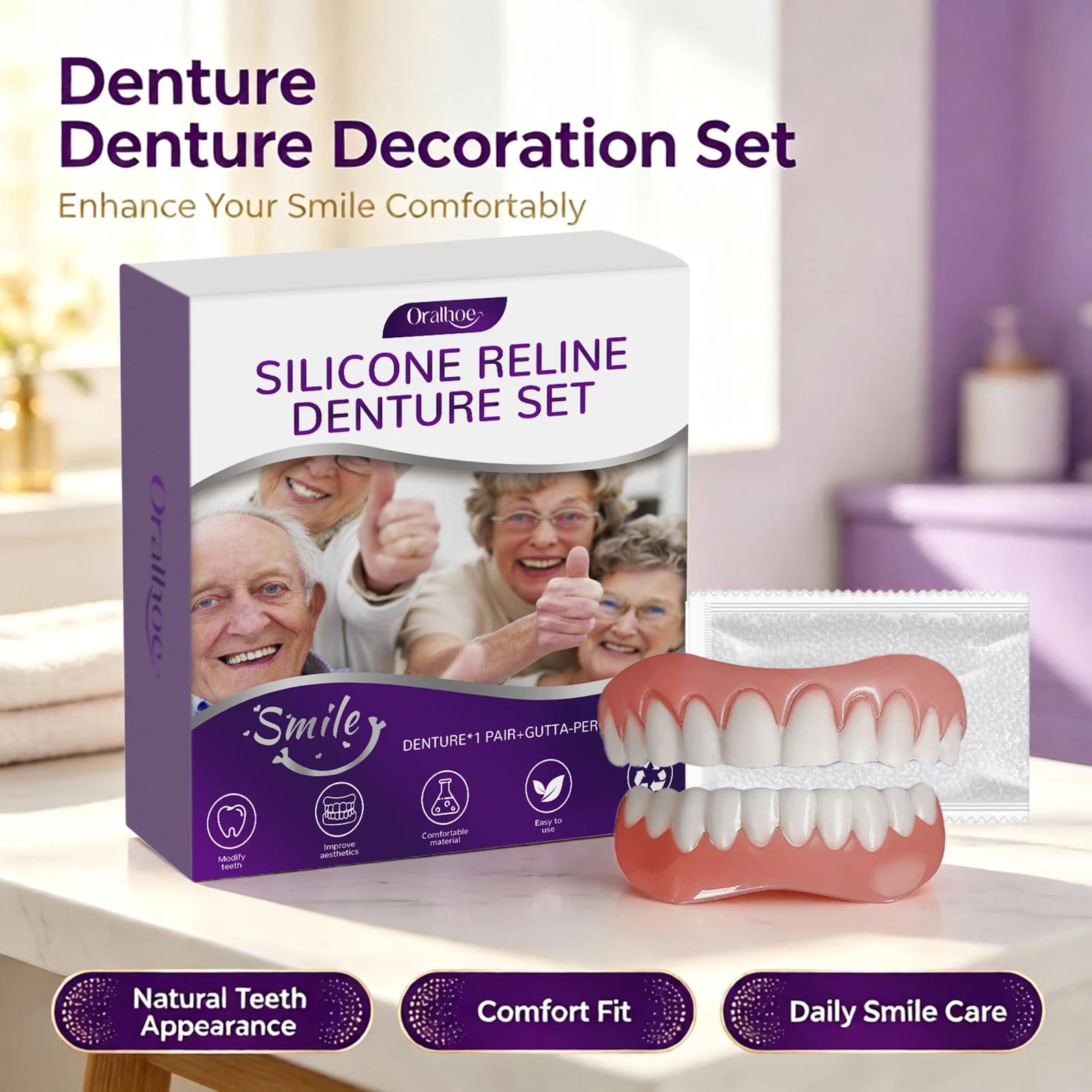 Cosmetic Silicone Denture Set for Instant Natural Smile Improvement - 5