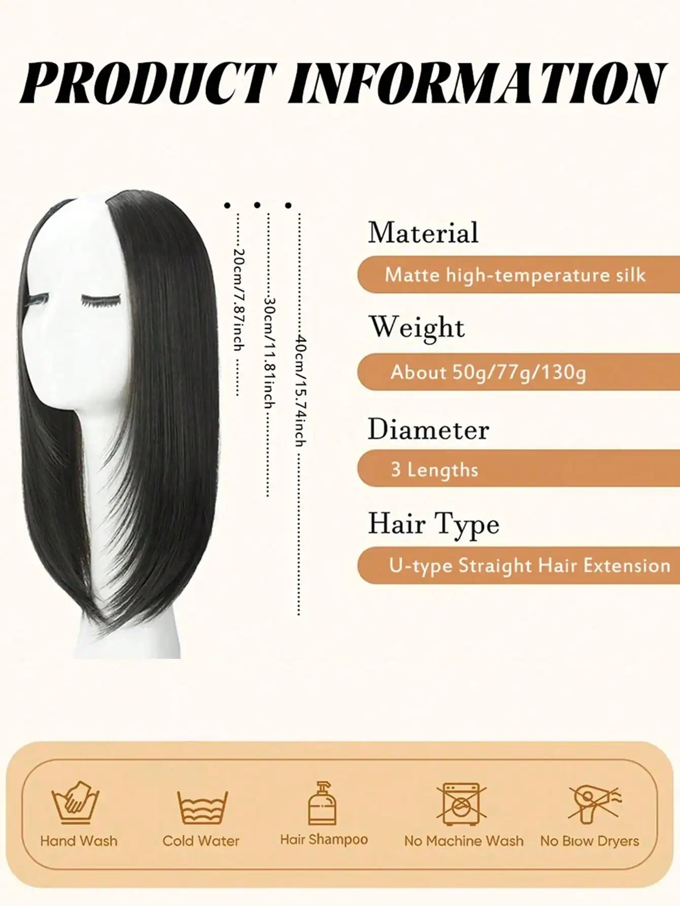 U-Shaped Long Straight Clip-In Hair Extension for Volume - 2