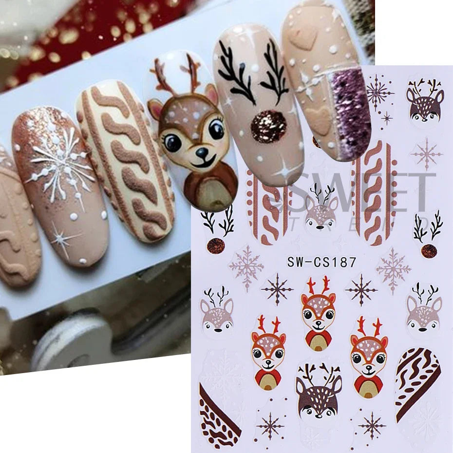 Festive 3D Christmas Nail Art Stickers for Holiday Manicure Decorations - 4
