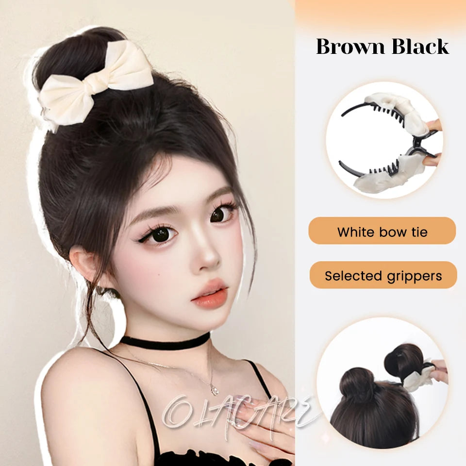 Synthetic Flower Bud Hair Bun Extension with Claw Clip