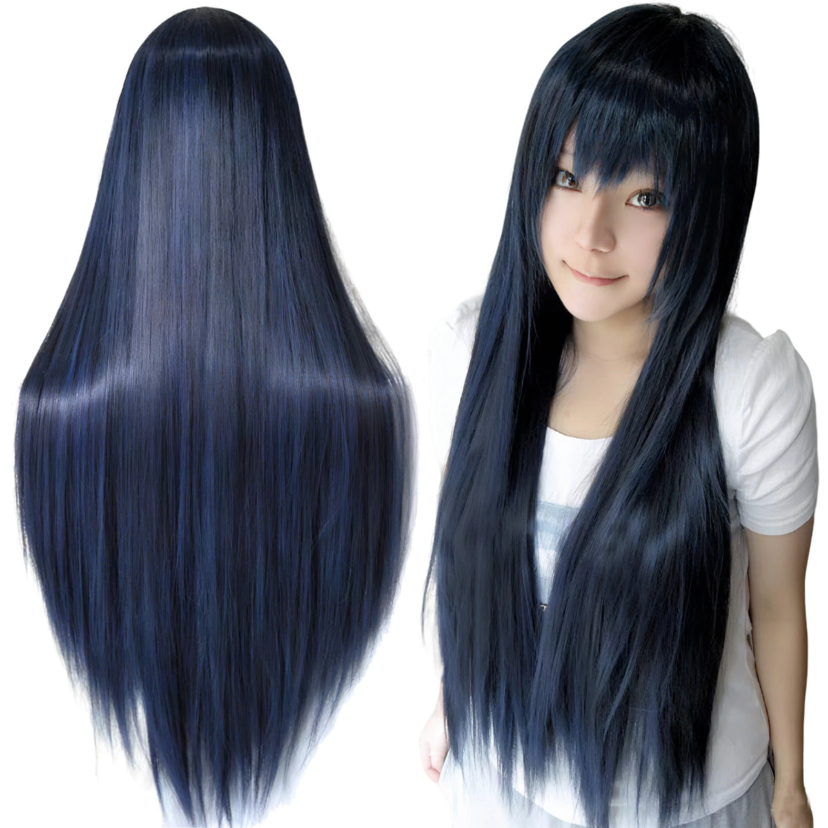 Long Straight Synthetic Cosplay Wig with Bangs