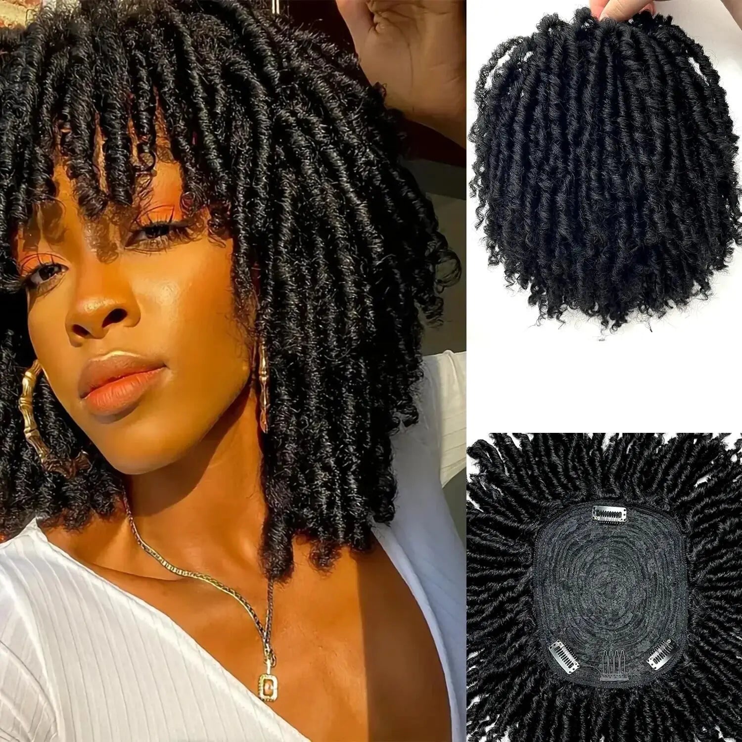 Men's Short Curly Braided Dreadlock Wig - 6