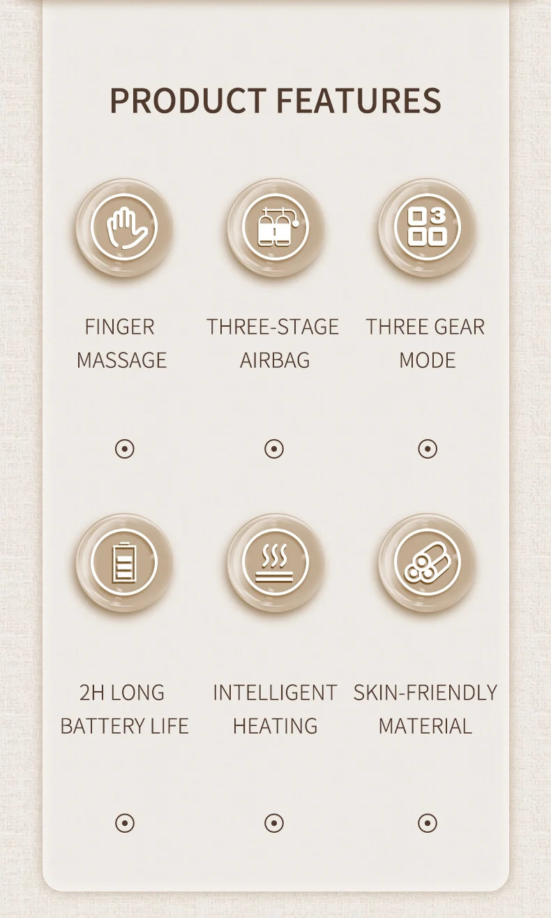 Electric Hand Massager with Airbag Compression for Palm and Wrist Relief