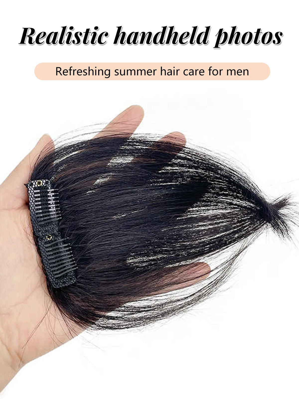 Clip-In Hair Bangs for Men High Forehead Coverage