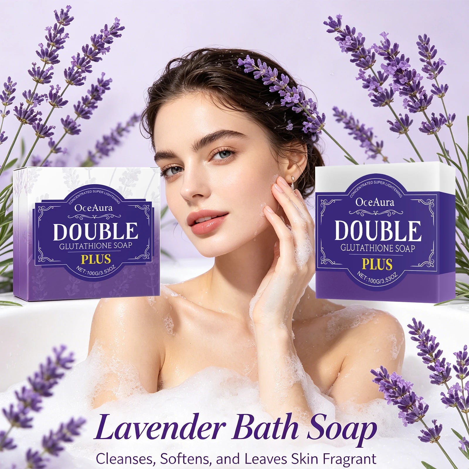 Lavender Brightening Cleansing Soap Bar for Soft and Fragrant Skin - 3
