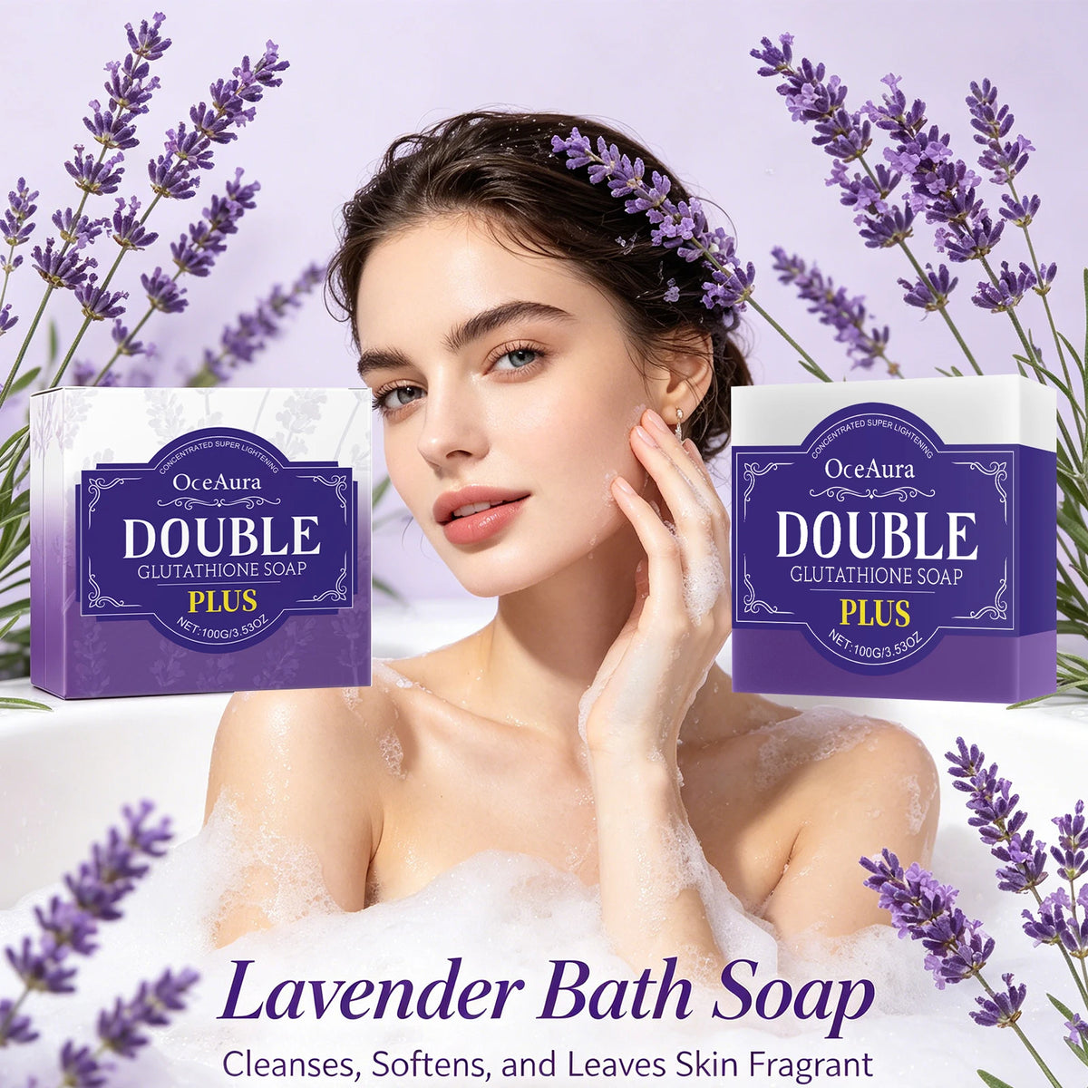 Lavender Brightening Cleansing Soap Bar for Soft and Fragrant Skin