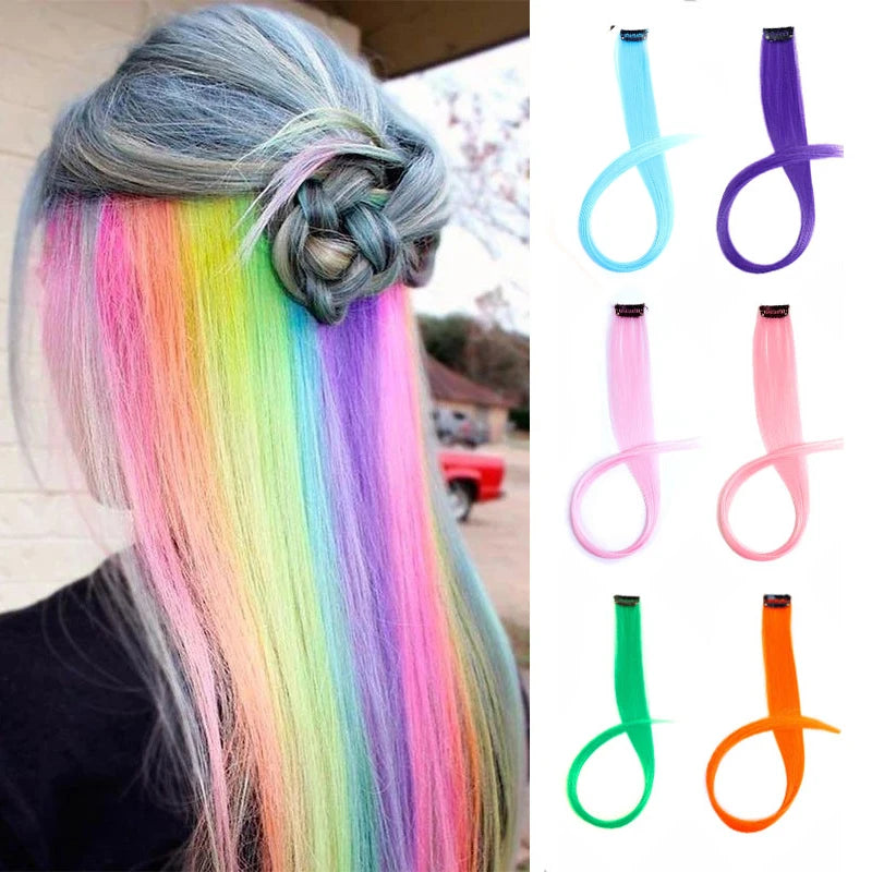 22-Inch Colorful Clip-In Hair Extensions for Instant Highlights - 1