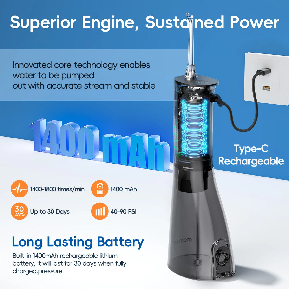 Electric Rechargeable Toothbrush and Water Flosser Set for Oral Care