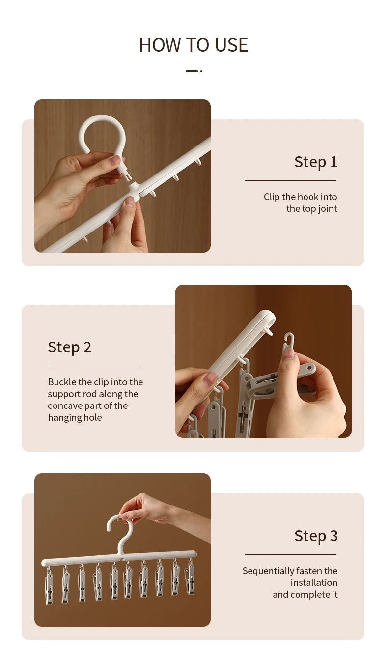 10-Clip Hanging Drying Rack for Socks and Undergarments - 15