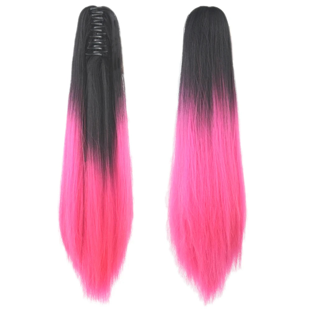 24-Inch Straight Ombre Claw Clip Ponytail Extension - 6