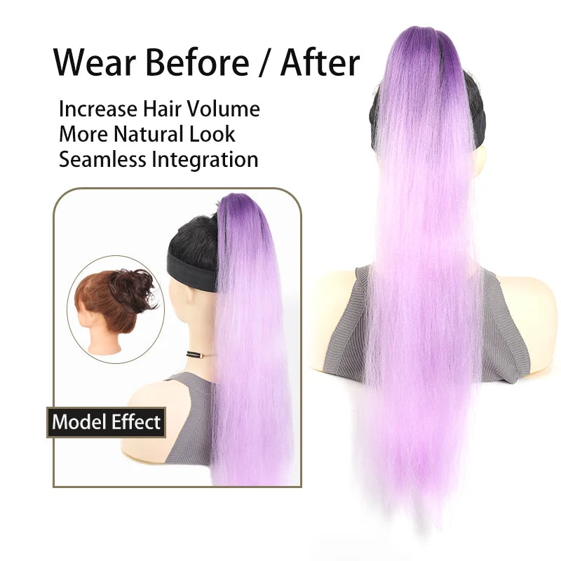 26" Long Ombre Synthetic Braiding Ponytail Extension - 4