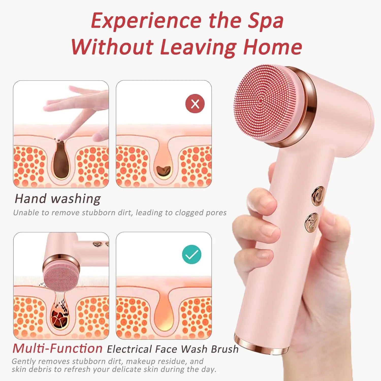 4-in-1 Waterproof Electric Facial Cleansing Brush and Exfoliating Scrubber - 2