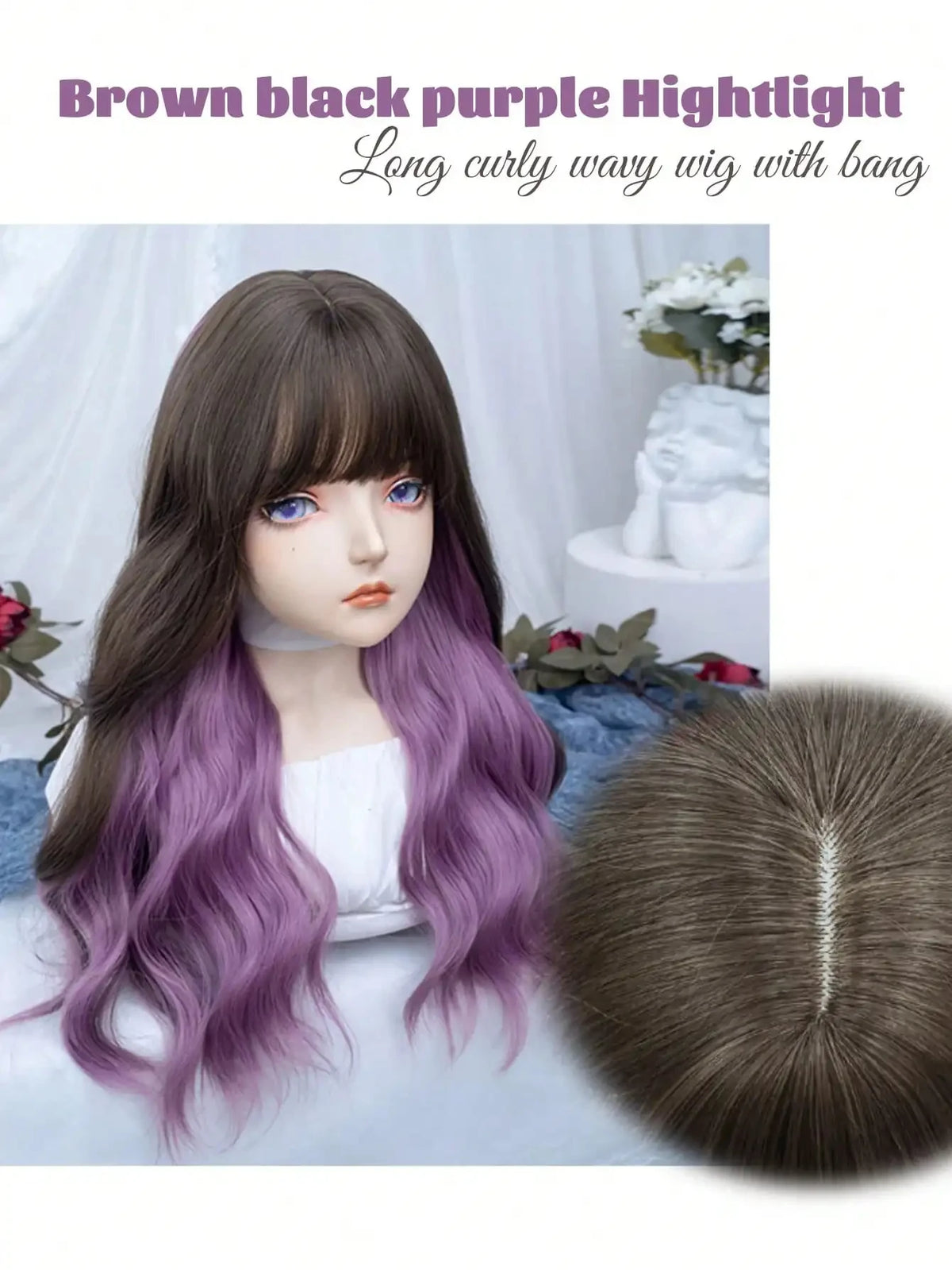 Long Deep Wave Lolita Wig with Bangs