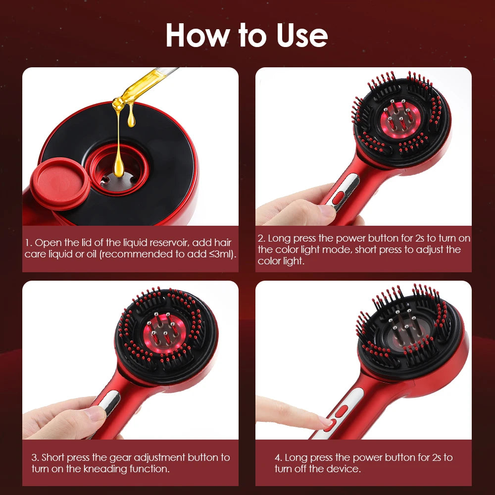 Electric Scalp Massage Comb with Liquid Applicator for Hair Growth - 12