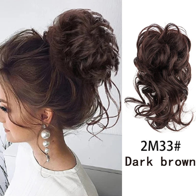 Messy Wavy Claw Clip Hair Bun Extension for Instant Volume