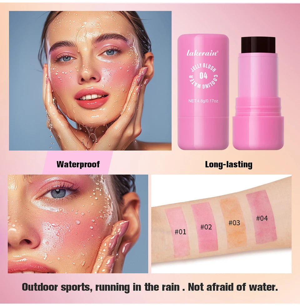 Cooling Water Jelly Blush Stick for Long Lasting Natural Lip and Cheek Tint - 12