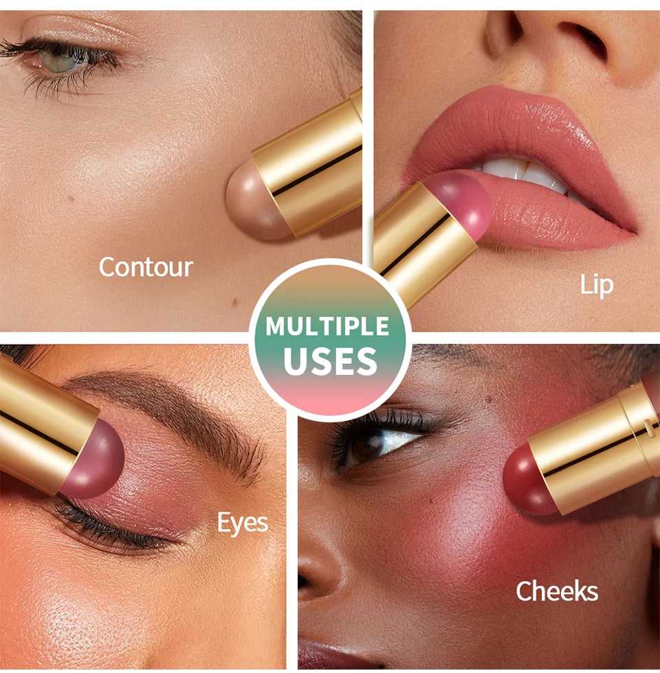 Double-Ended Cream Bronzer and Blush Stick for Face and Lips