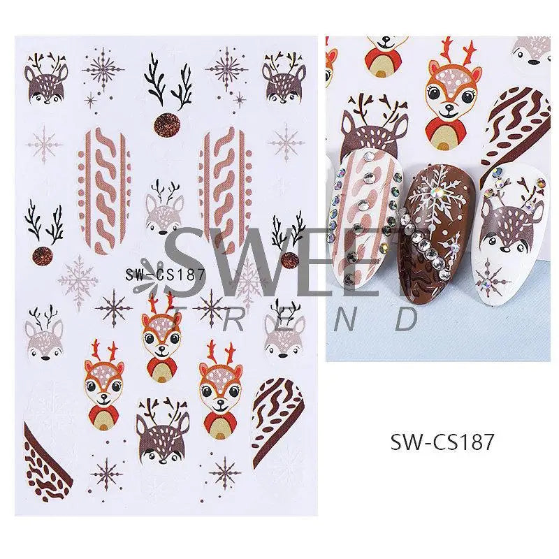 Festive 3D Christmas Nail Art Stickers for Holiday Manicure Decorations - 28