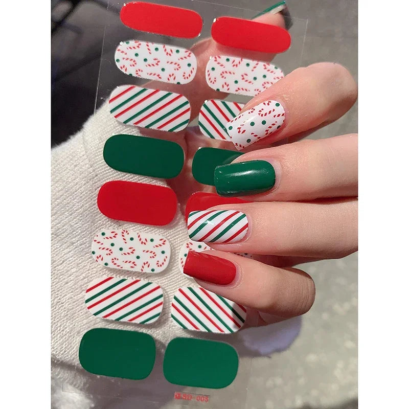 Festive Winter Snowflake Semi-Cured Gel Nail Wraps for Holiday Manicures - 14