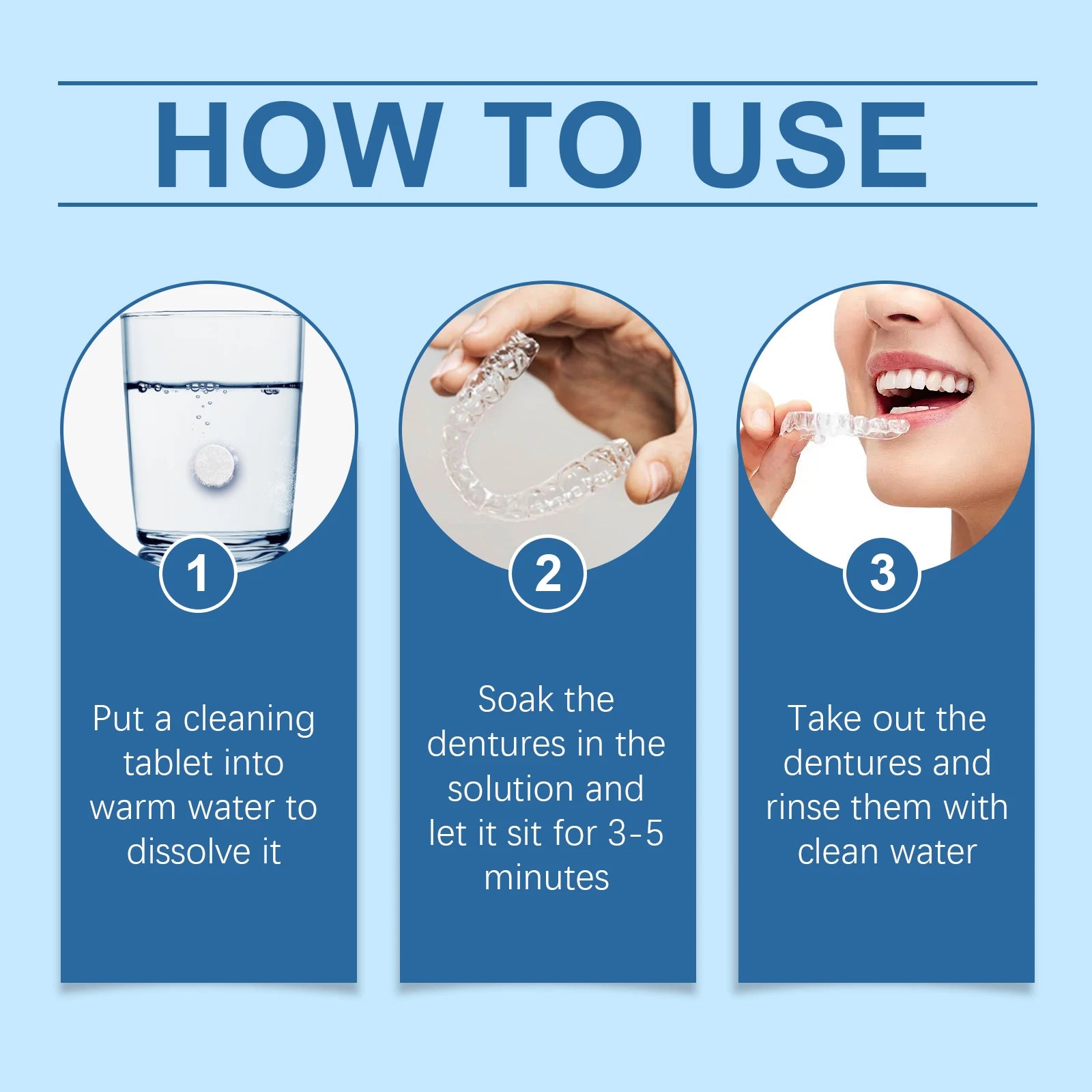 Effervescent Denture Cleaning Tablets for Stain Removal and Fresh Breath - 12