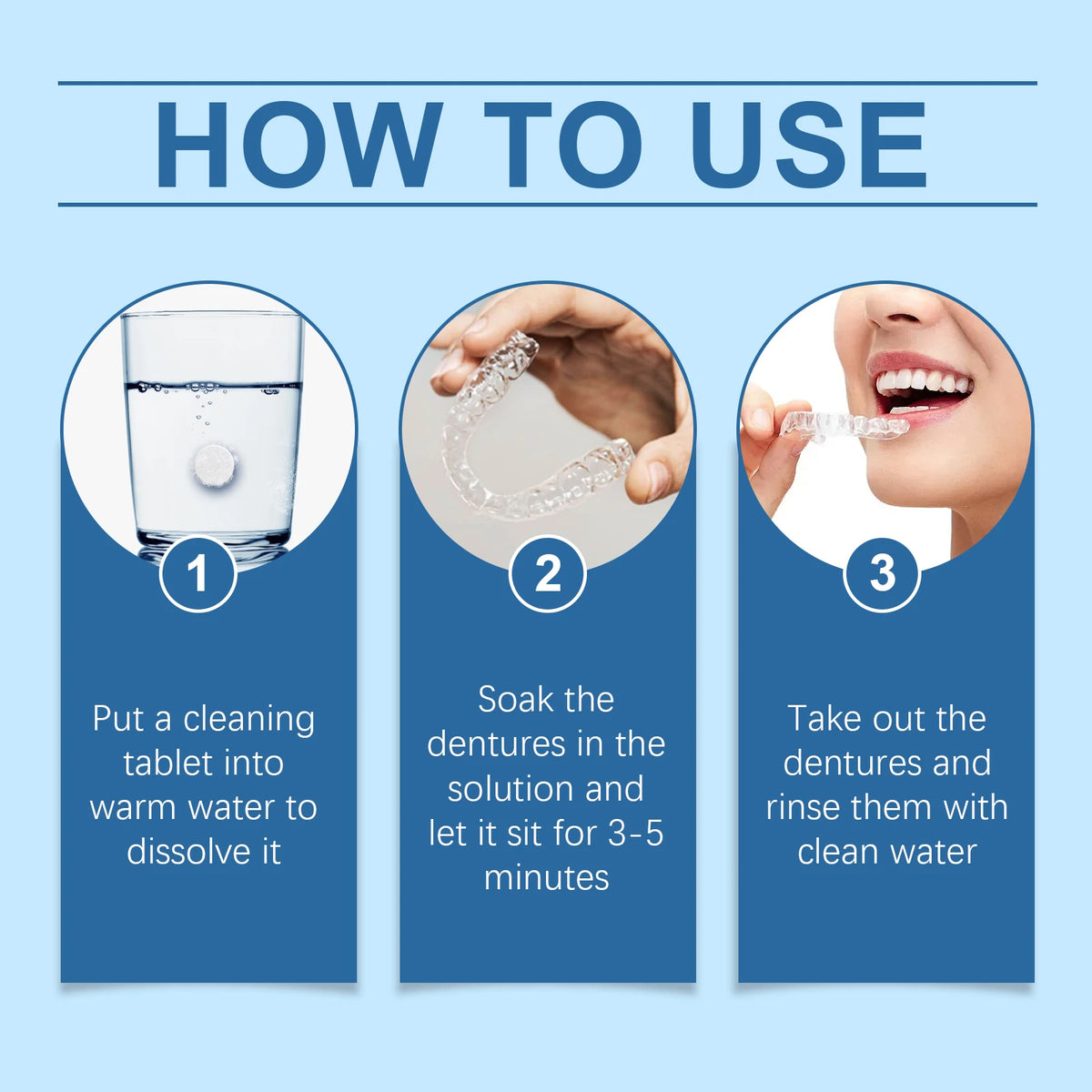 Effervescent Denture Cleaning Tablets for Stain Removal and Fresh Breath