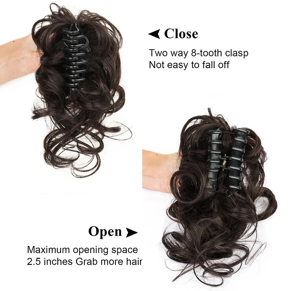 Messy Curly Hair Bun Claw Clip Extension for Instant Voluminous Updo - 3