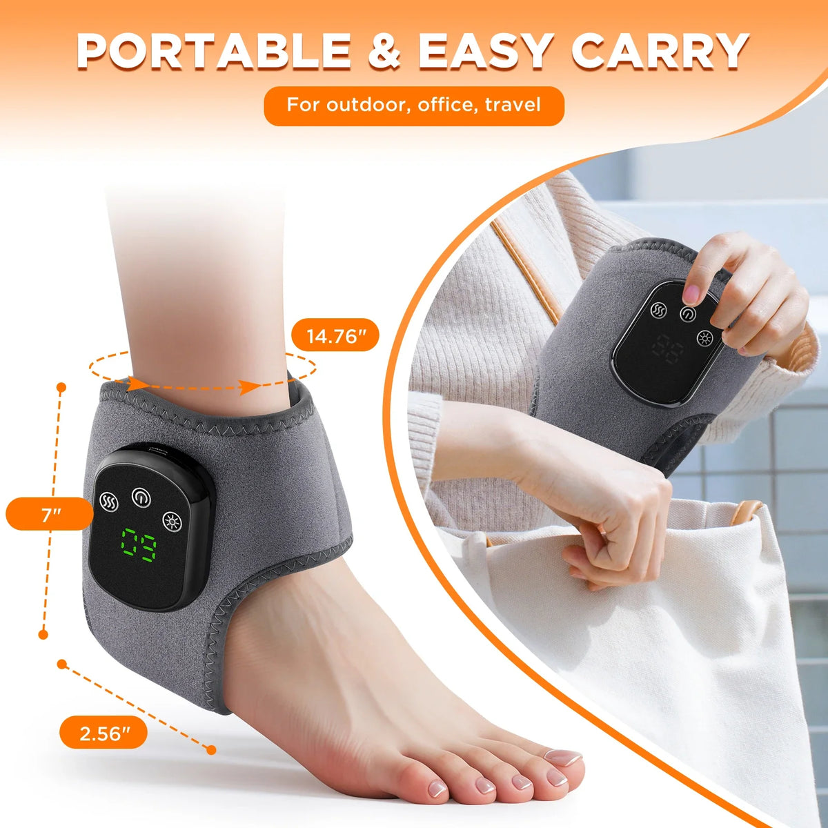 Heated Ankle Massager with Vibration for Pain Relief and Muscle Recovery