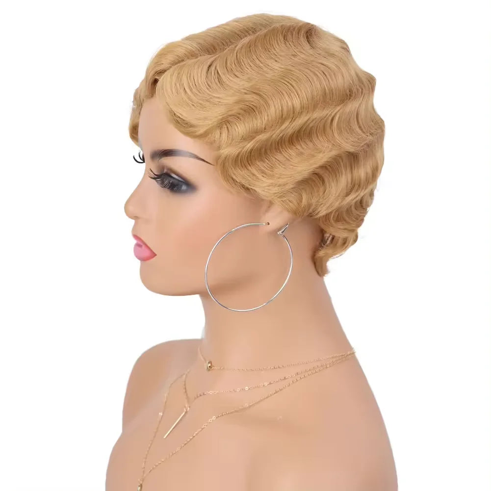 Short Finger Wave Curly Wig for Women Retro 1920s Style Party Hair - 11