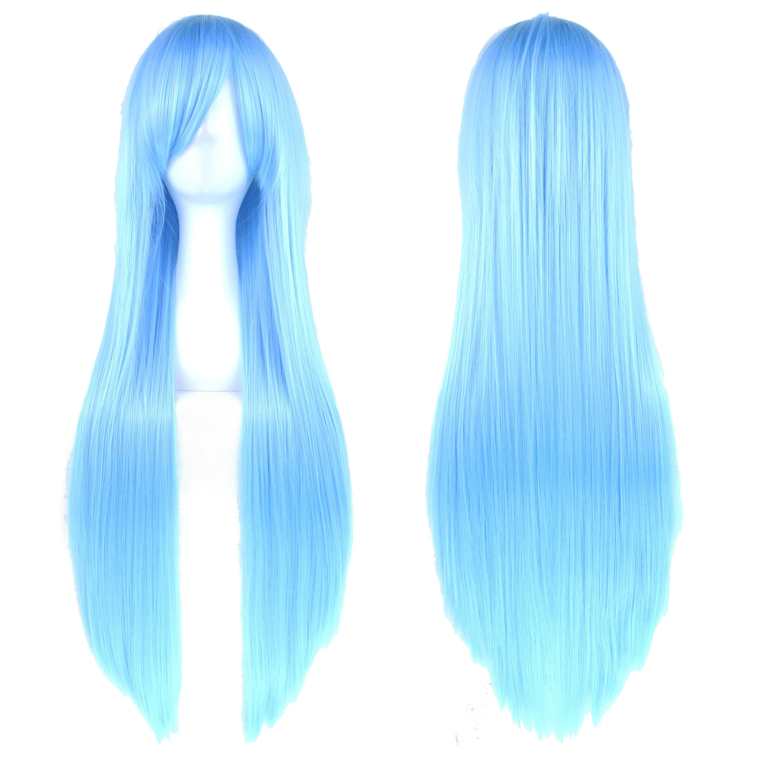 Long Straight Bright Blue Cosplay Wig for Halloween and Costume Parties - 2