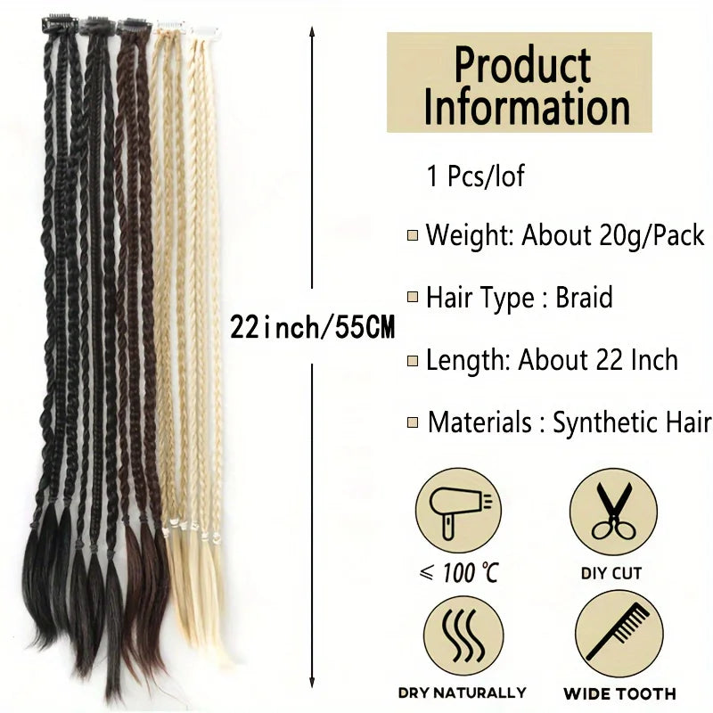 22-Inch Clip-In Braided Hair Extensions for Instant Volume