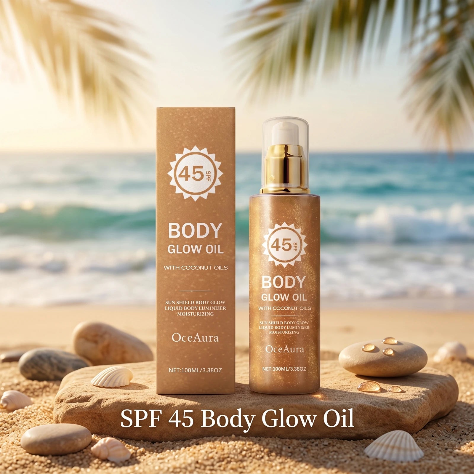 SPF 45 Shimmering Body Glow Oil for Sun Protection and Moisturized Skin - 3
