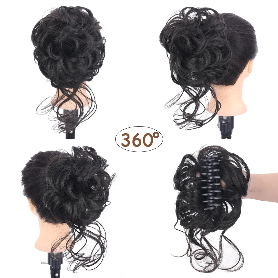 Messy Curly Claw Clip Hair Bun Extension - 5