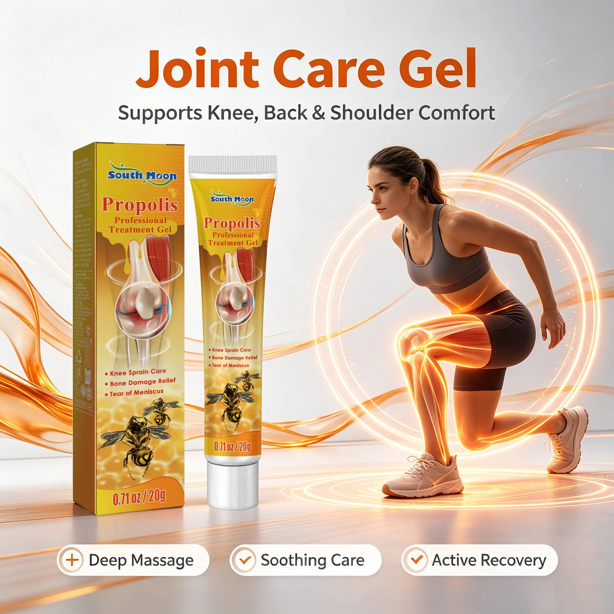 Propolis Joint Relief Cooling Gel for Knees Back and Muscle Soreness