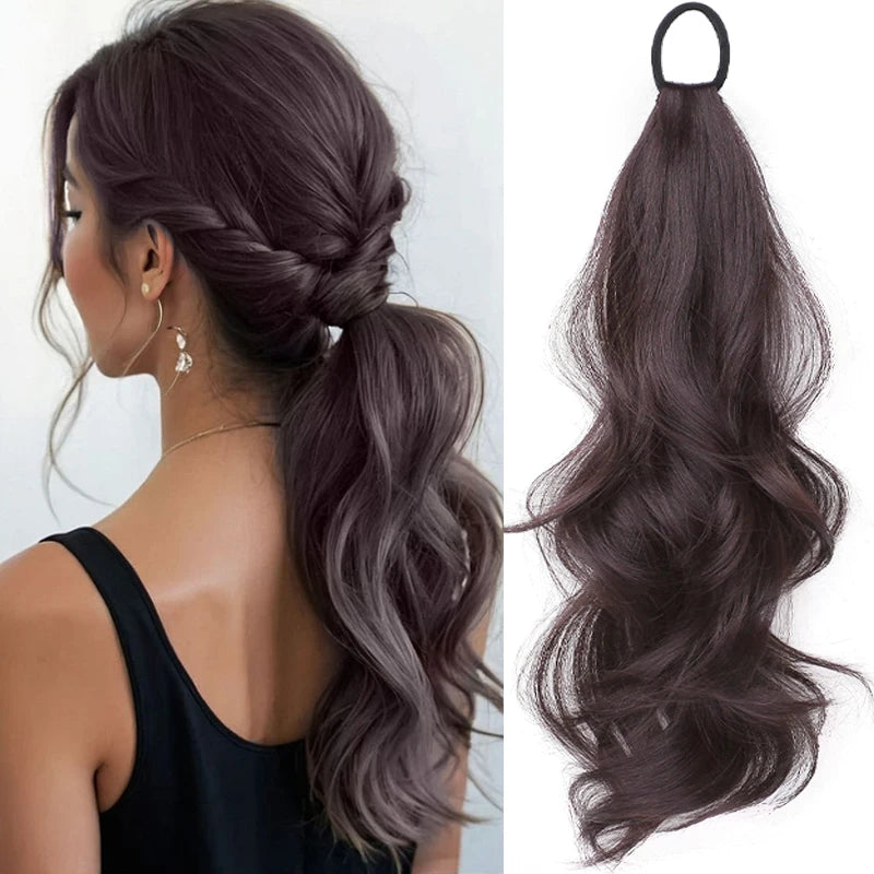 18-Inch Wavy Ponytail Extension with Elastic Band