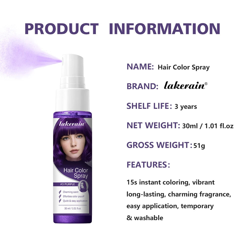 Temporary Washable Hair Color Spray for Instant Vibrant Styling
