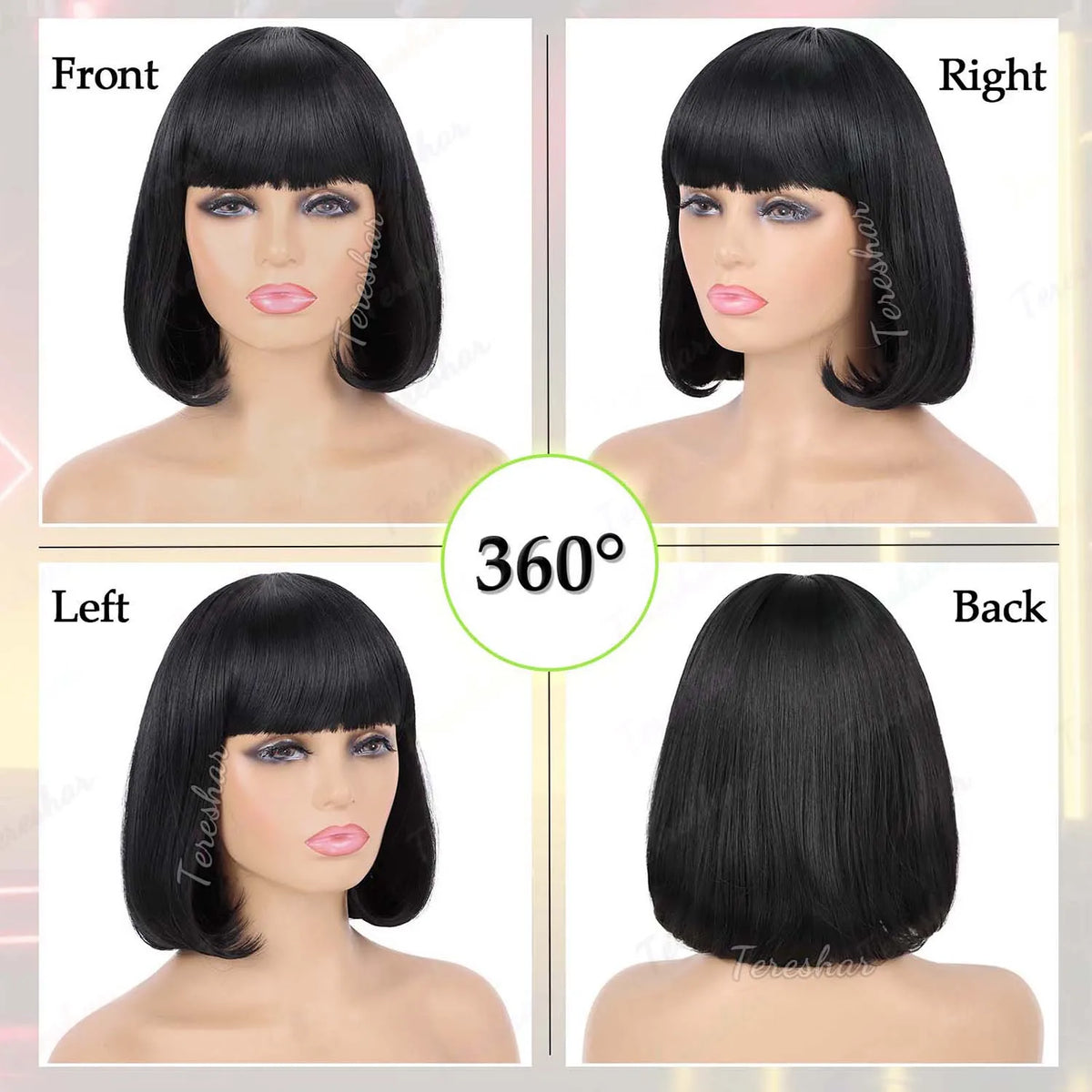 Short Black Bob Wig with Bangs for Cosplay and Daily Wear
