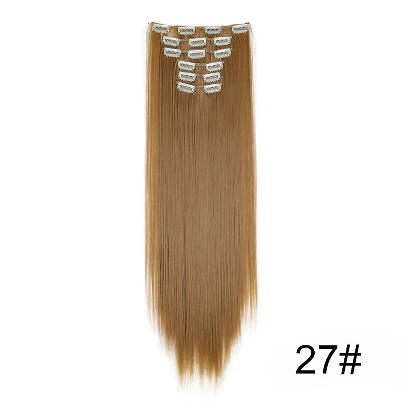 24-Inch Long Straight Clip-In Hair Extensions for Women - 17